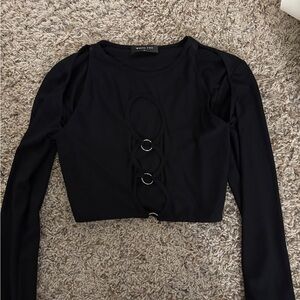 White Fox Boutique Black Ring Detail Crop Top